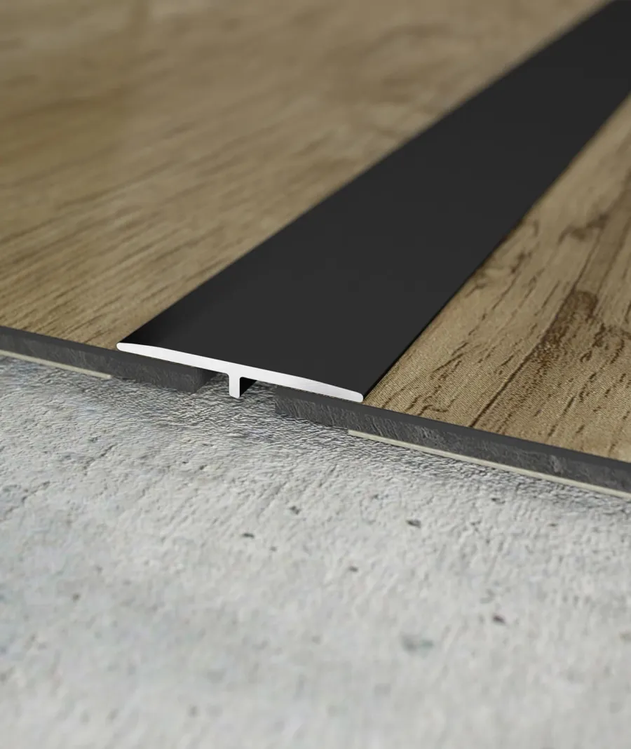 obrazek 1 200 x 2,5 x 0,1 cm Minileiste - (czarny) - Minimalistyczna listwa aluminiowa łączeniowa międzypodłogowa - UL25X2-03