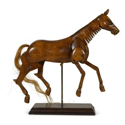 Picture Artistic wooden horse model on the desk