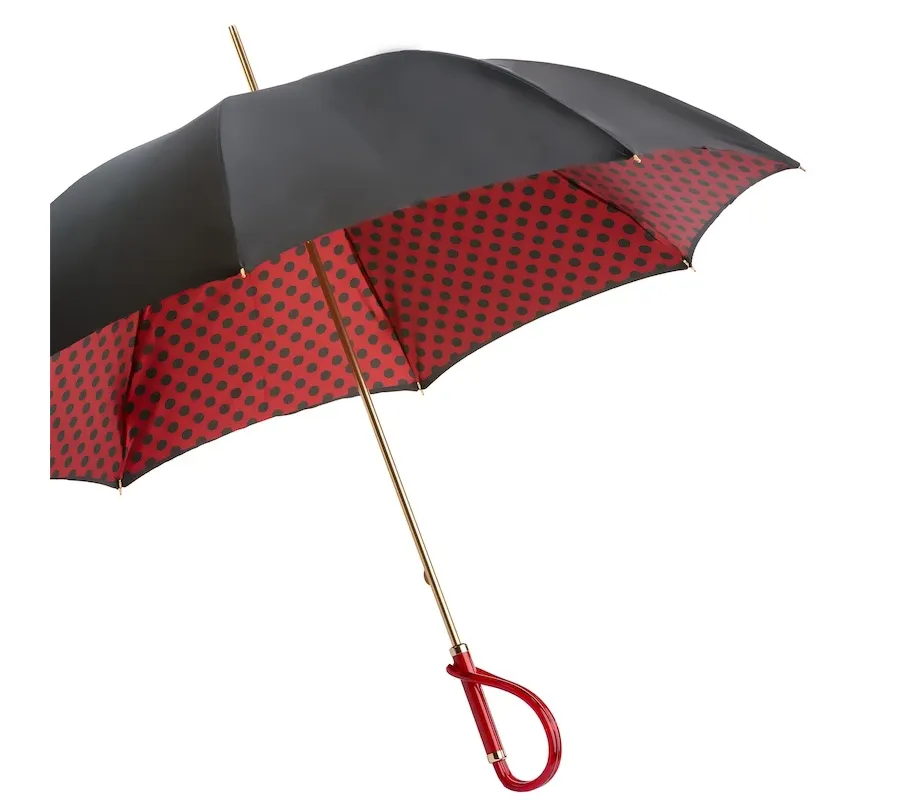 obrazek 6 Piękny czarno-czerwony parasol damski w czarne kropki – Pasotti
