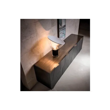 Zdjęcie Dębowy, Luksusowy 3-drzwiowy Włoski Kredens Wykończony Oksydowanym Mosiądzem - Bamax