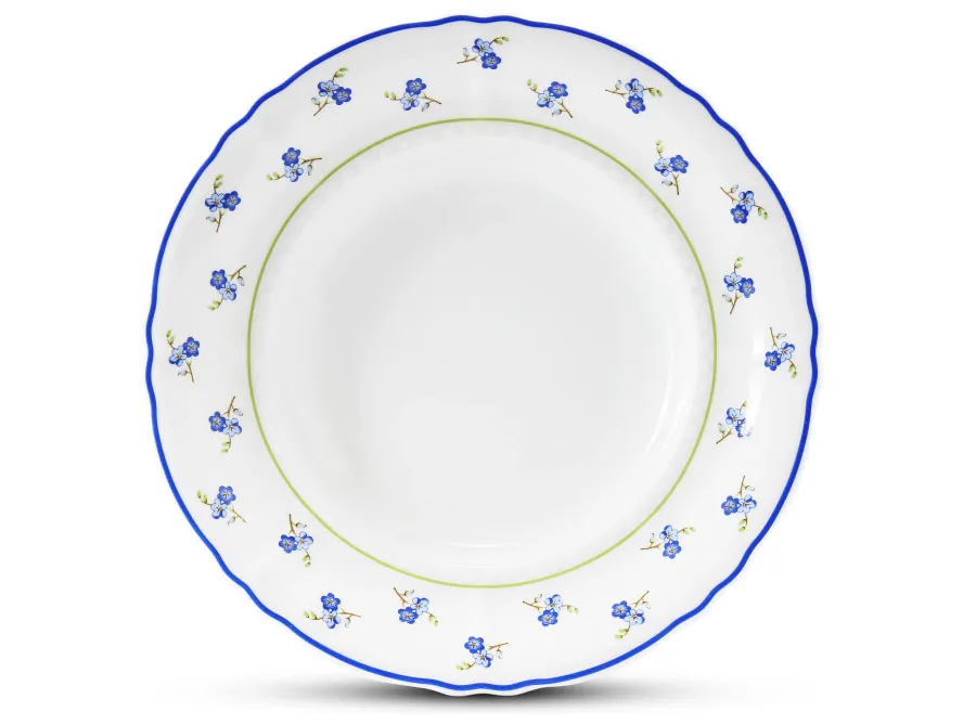 obrazek 3 Elegancki 18-elementowy komplet talerzy z porcelany zdobiony motywem kwiatów niezapominajek – Leander