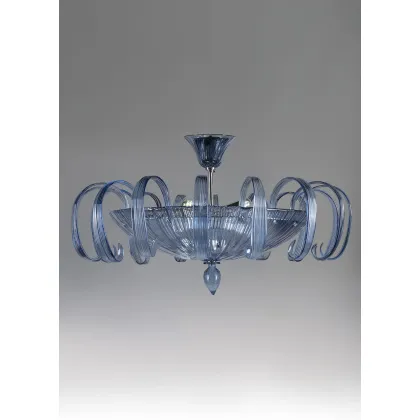 Zdjęcie Elegancka lampa sufitowa na 2 żarówki w kolorze niebieskim szkło Murano