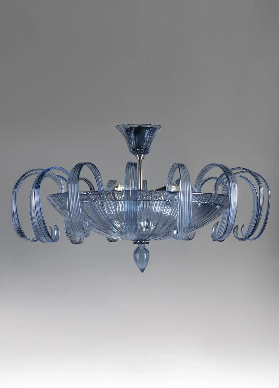 obrazek 1 Elegancka lampa sufitowa na 2 żarówki w kolorze niebieskim szkło Murano