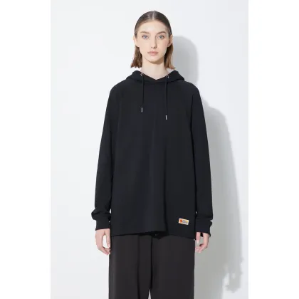 Zdjęcie Fjallraven bluza bawełniana Vardag Hoodie damska kolor czarny z kapturem gładka F86987