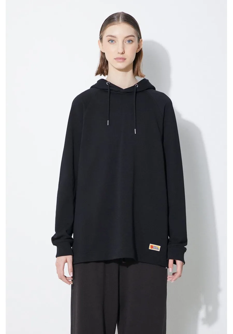 obrazek 1 Fjallraven bluza bawełniana Vardag Hoodie damska kolor czarny z kapturem gładka F86987