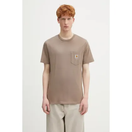 Zdjęcie Carhartt WIP t-shirt bawełniany S/S Pocket T-Shirt męski kolor brązowy gładki I030434.1YJXX