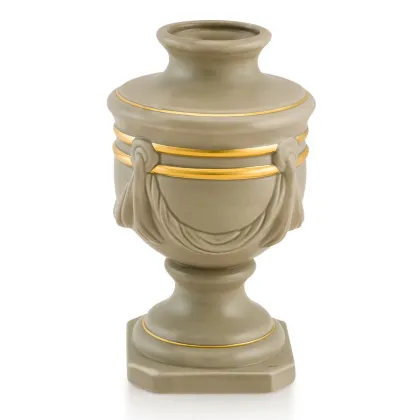 Picture Ceramic gray vase with four curtains and gold accents - Ahura