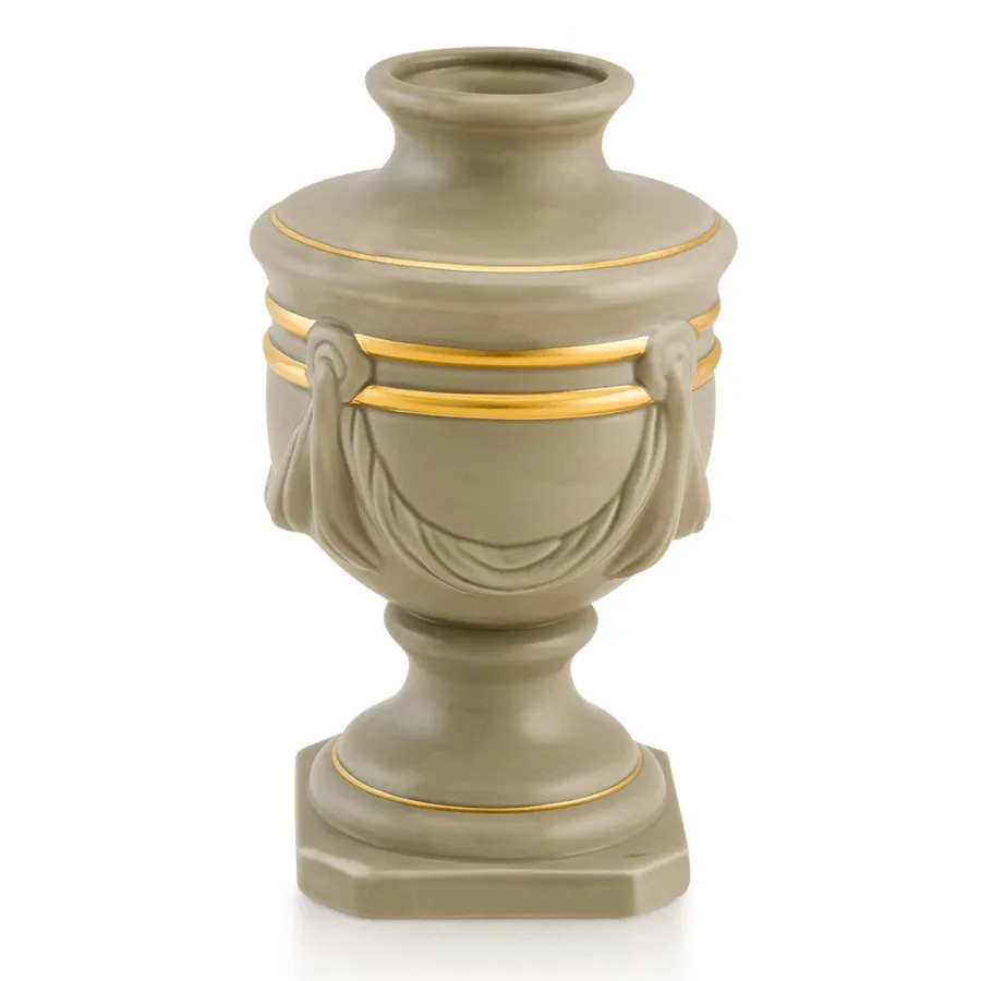 obrazek 1 Ceramiczny szary wazon z czterema zasłonami i złotymi akcentami - Ahura