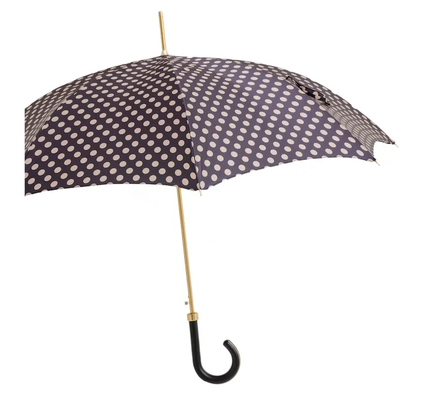 obrazek 7 Stylowy czarny parasol damski w białe kropki – Pasotti