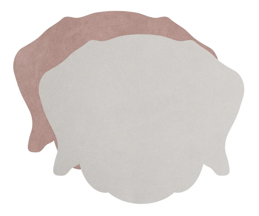 obrazek 1 Elegancka skórzana podkładka na stół w kształcie głowy psa w kolorze perłowym i popielatego różu