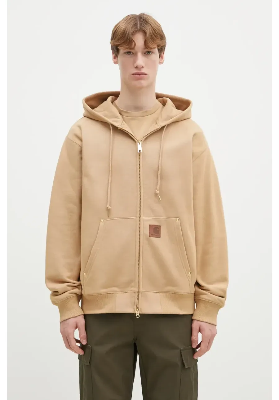 obrazek 1 Carhartt WIP bluza Hooded Eldon Sweat Jacket męska kolor beżowy z kapturem gładka I034428.07EXX