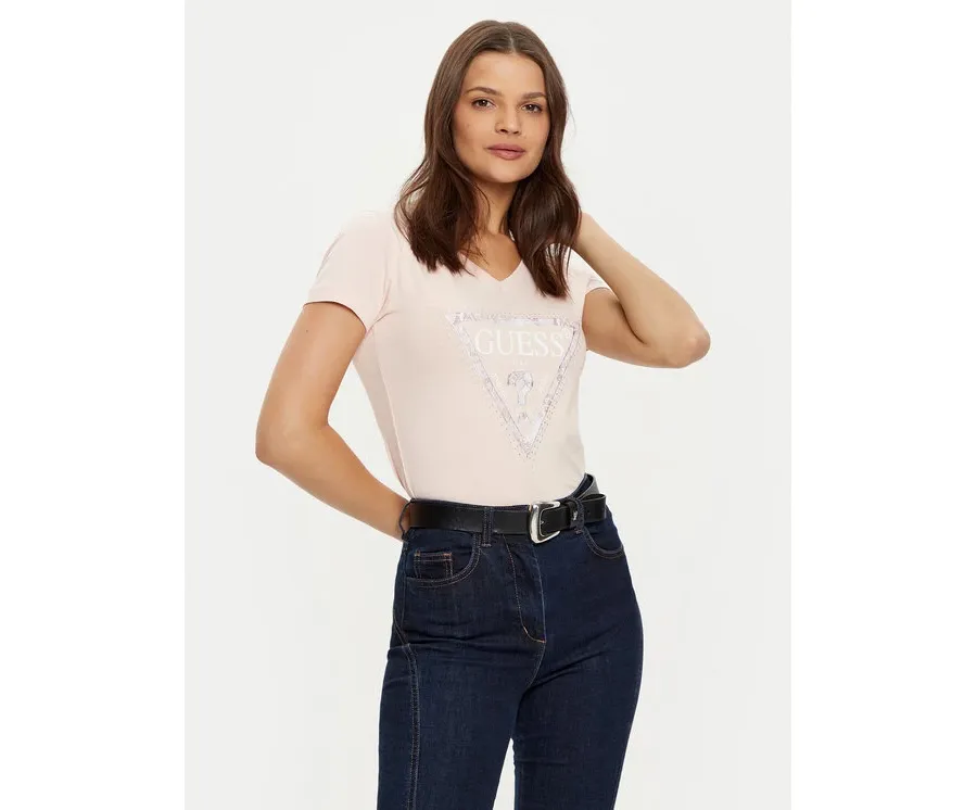 obrazek 1 Guess T-Shirt W5RI21 J1314 Beżowy Regular Fit