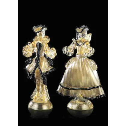 Zdjęcie Zjawiskowe rzeźby posągów kobiety i rycerza szkło Murano