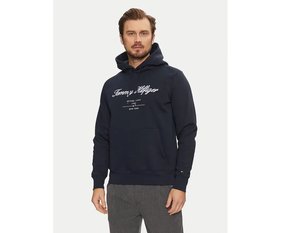 obrazek 1 Tommy Hilfiger Bluza Script Logo MW0MW33631 Granatowy Regular Fit