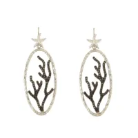 Picture Luxurious silver earrings, rhodium-plated, black zircons