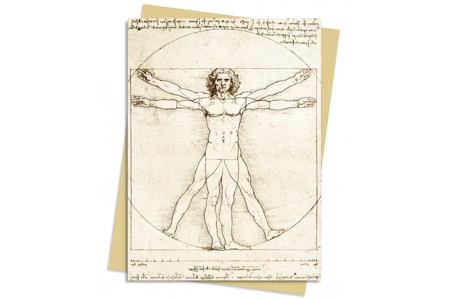 obrazek 1 Pakiet kartek na życzenia (Leonardo da Vinci: Człowiek witruwiański) - Flame Tree Publishing