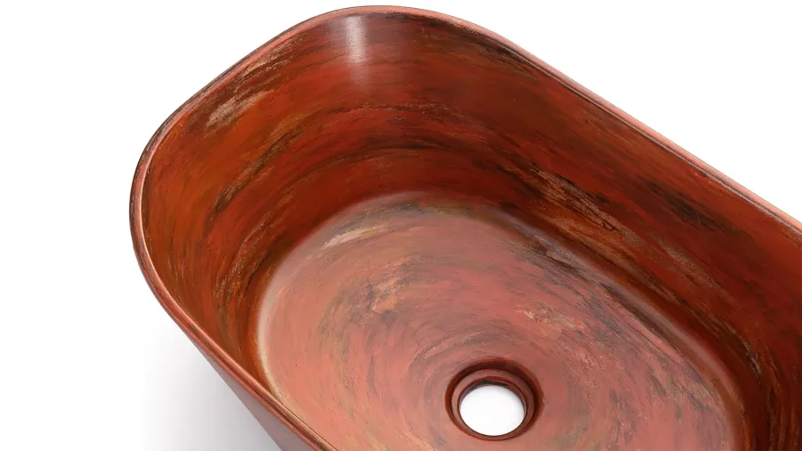 obrazek 3 Nowoczesna umywalka 50 cm LIBRA BASIC – AGED METAL, metaliczny czerwony i miedziany, lakier półmatowy