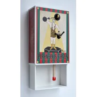 Picture Stylish wall clock with a cuckoo and a pendulum resembling a match