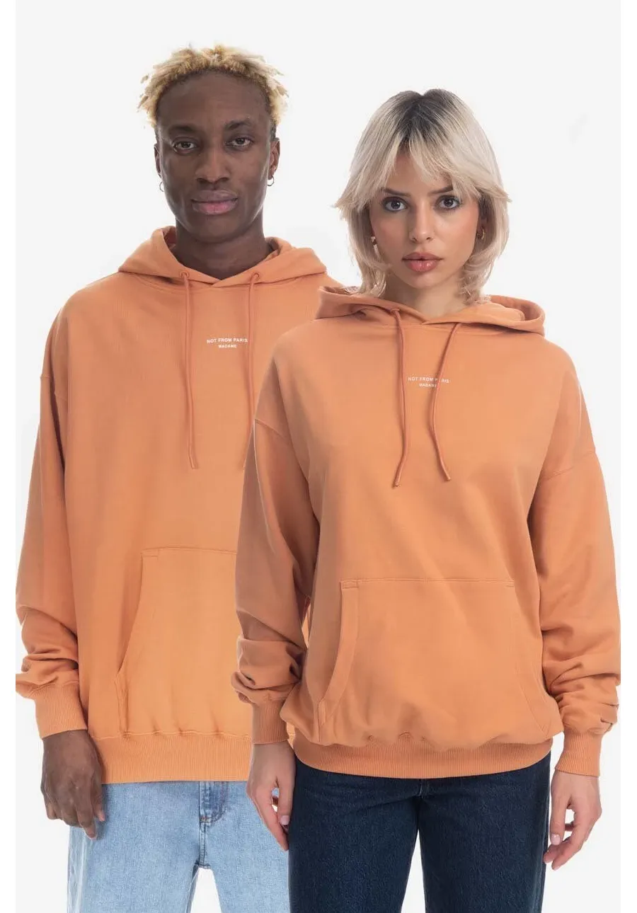 obrazek 1 Drôle de Monsieur bluza bawełniana kolor pomarańczowy z kapturem gładka HO109.PEACH-PEACH