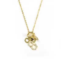 Picture Silver necklace plated with 18-carat gold, finished with white zircons and black enamel