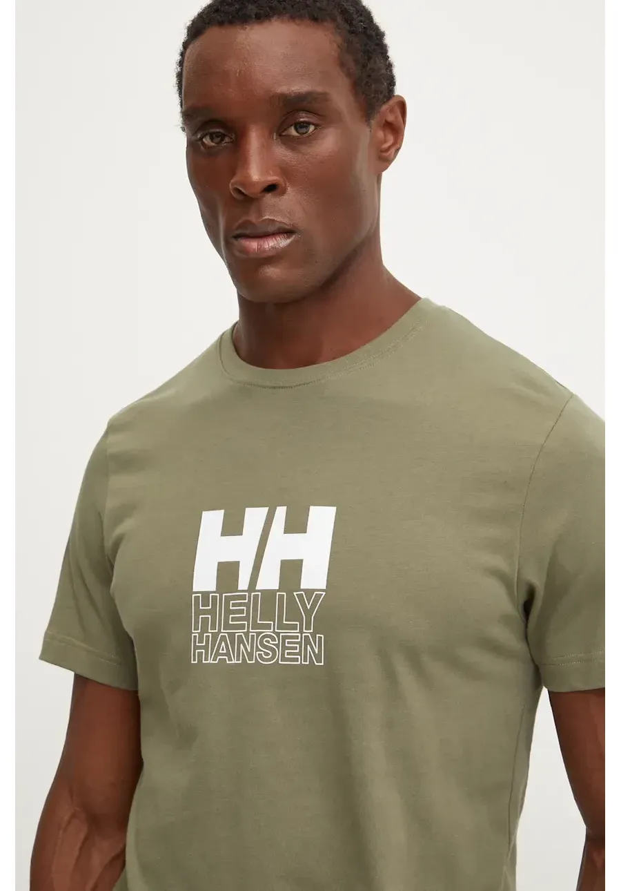 obrazek 1 Helly Hansen t-shirt bawełniany CORE GRAPHIC męski kolor zielony wzorzysty 53936