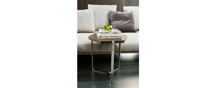 obrazek 6 Designerski, heksagonalny, drewniany stolik do salonu - Casadesus