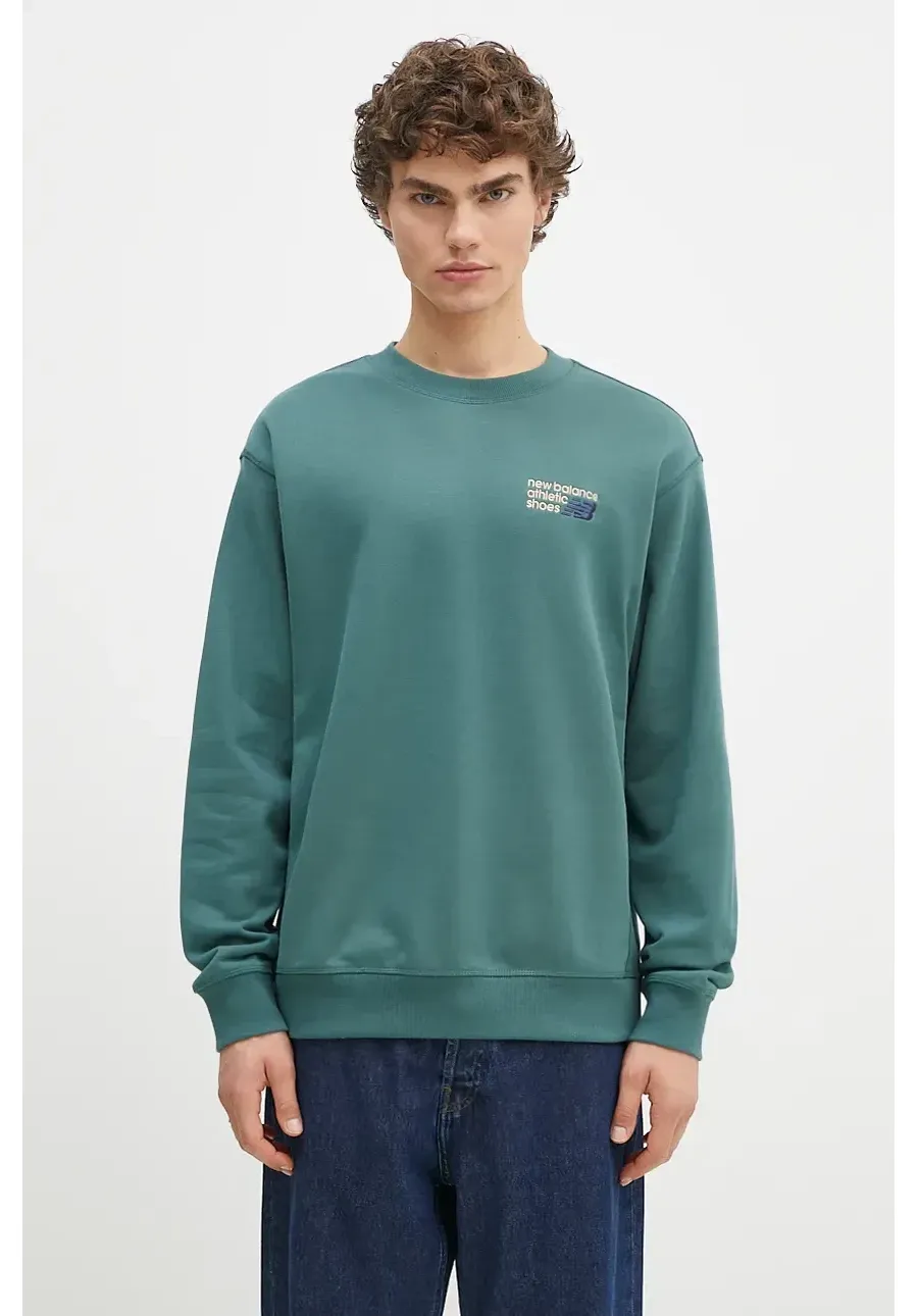 obrazek 1 New Balance bluza bawełniana męska kolor zielony gładka MT41547NUS