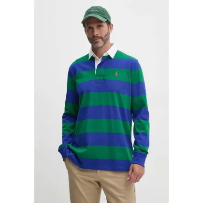 Zdjęcie Polo Ralph Lauren longsleeve bawełniany kolor zielony wzorzysty