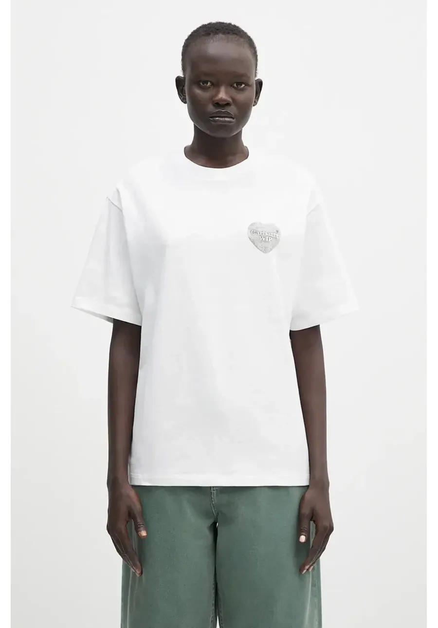 obrazek 1 Carhartt WIP t-shirt bawełniany S/S Hartt Chain T-Shirt damski kolor biały I034703
