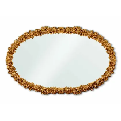 Zdjęcie Stylowe rzeźbione lustro owalne z motywem róży