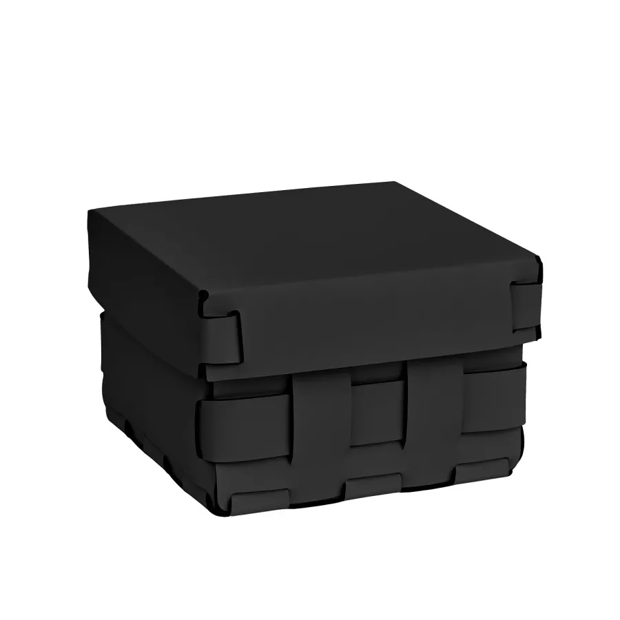 obrazek 1 Ekskluzywny czarny pleciony kosz Bottega 19x19xH13 cm wykonany z naturalnej skóry