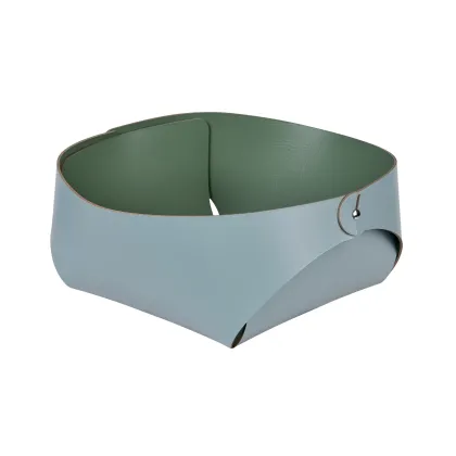 Picture Original leather basket in sky blue color