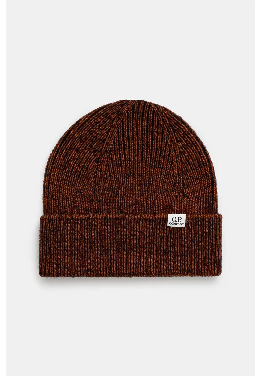 obrazek 1 C.P. Company czapka z domieszką wełny Knit Cap kolor brązowy z cienkiej dzianiny 17CMAC300A006170A