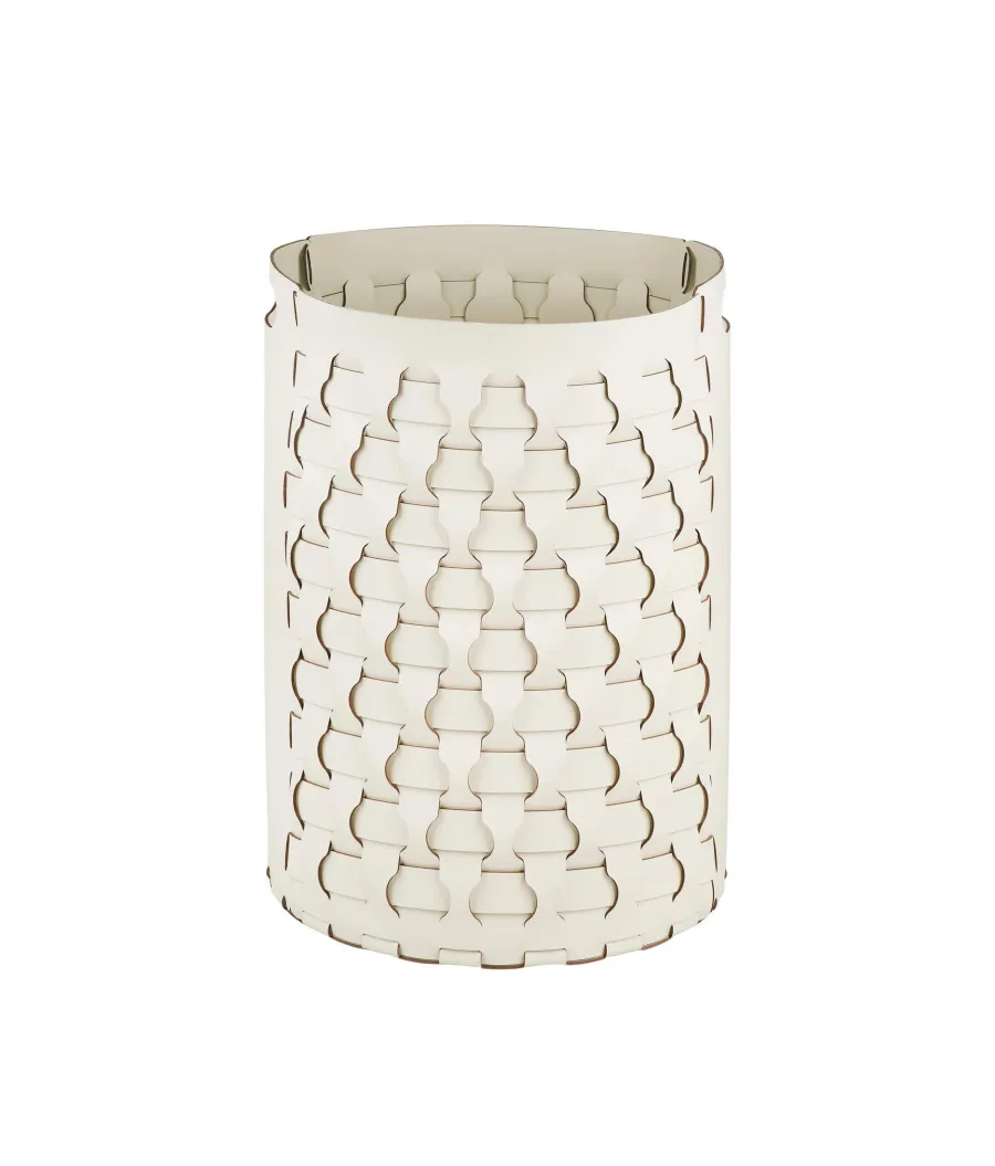 obrazek 1 Pleciony biały skórzany kosz Dubai