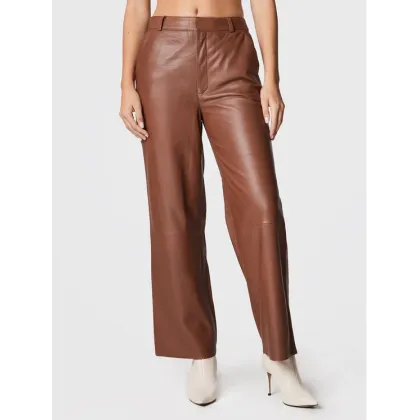 Zdjęcie Gestuz Spodnie skórzane Agatagz 10905887 Brązowy Regular Fit