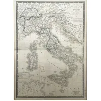 Zdjęcie Adrien Brué Mapa geograficzna Włoch z XIX wieku