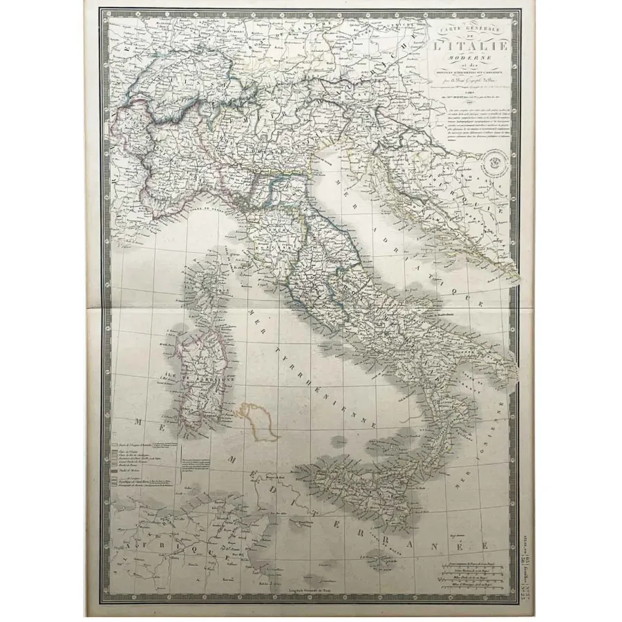 obrazek 1 Adrien Brué Mapa geograficzna Włoch z XIX wieku