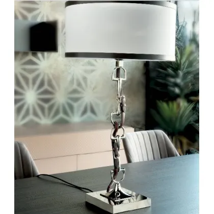 Zdjęcie Ciekawa lampa stołowa z mosiądzu niklowanego