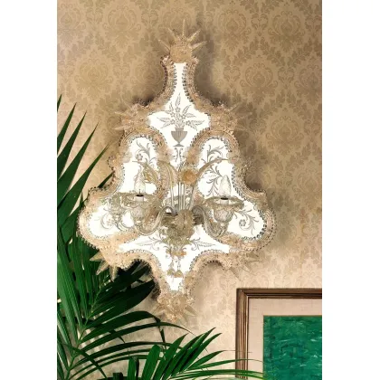 Zdjęcie Oryginalne lustro weneckie Murano – kinkiet z dwoma lampami