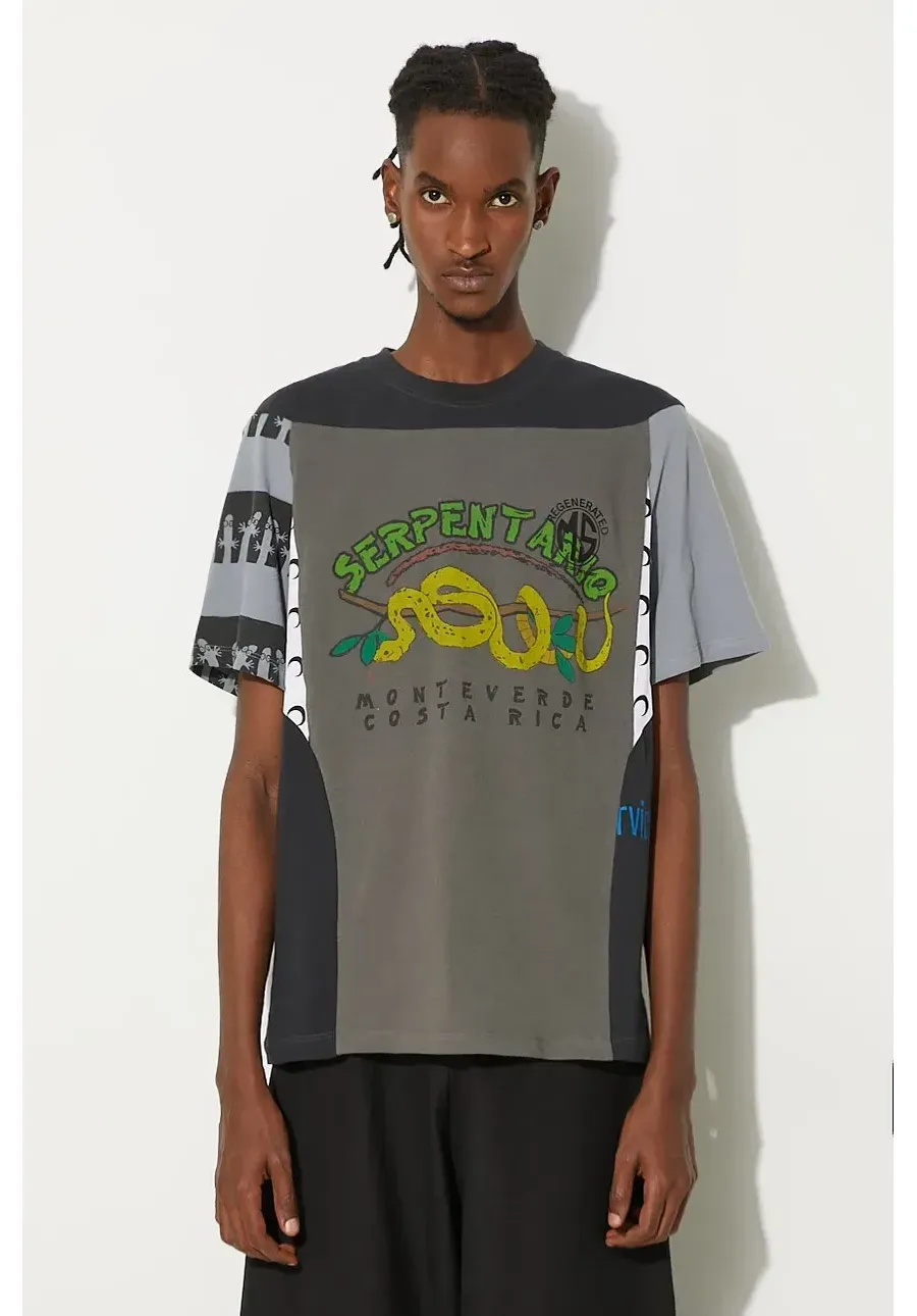 obrazek 1 Marine Serre t-shirt Regenerated Graphic T-Shirts Regular Fit T-Shirt męski kolor szary wzorzysty MTT080A.UJER0003