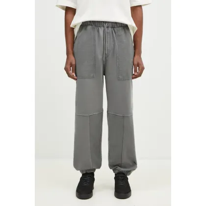 Zdjęcie Flowers for Society spodnie dresowe bawełniane kolor szary gładkie FFSAPP098