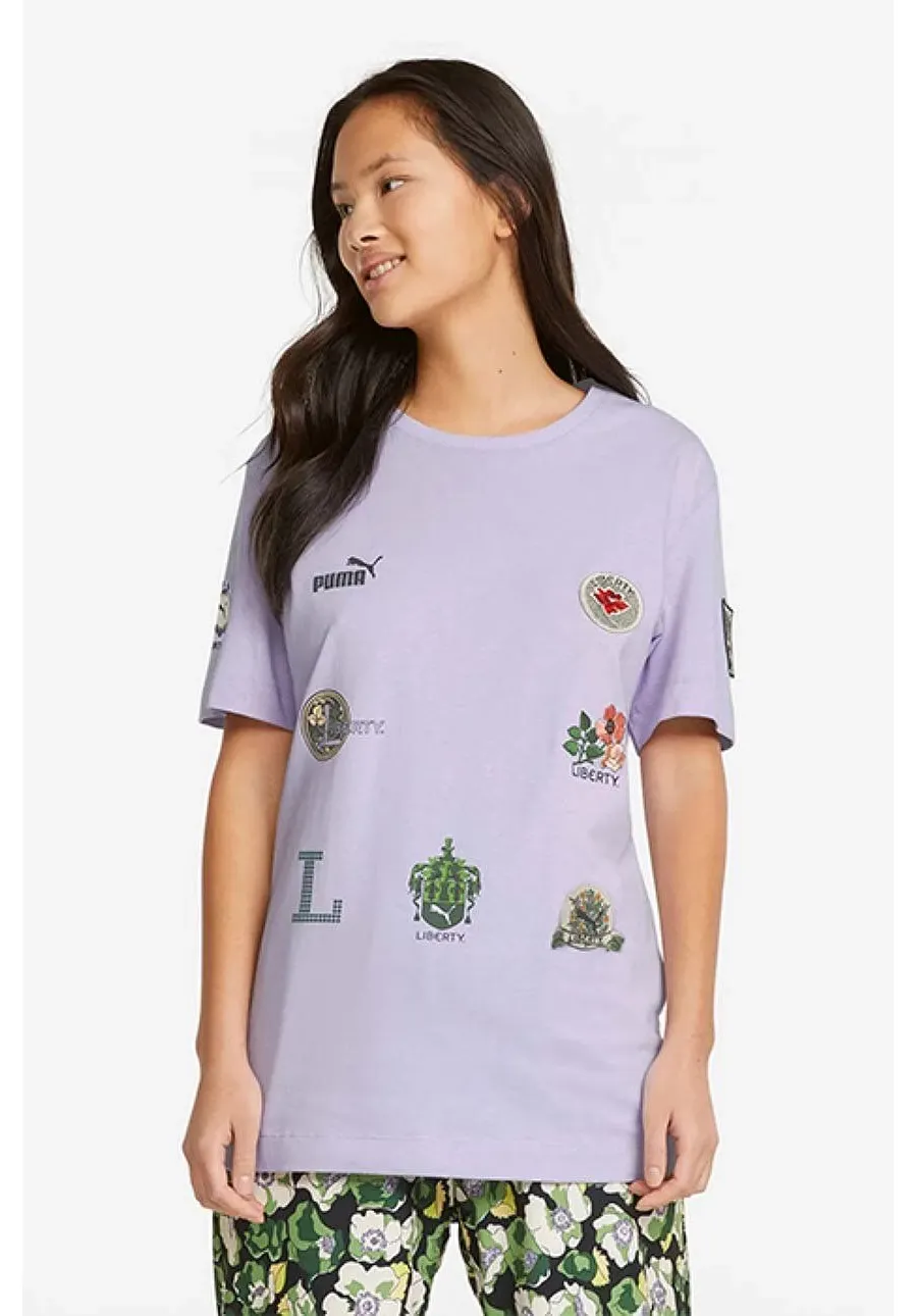 obrazek 1 Puma t-shirt bawełniany Puma x Liberty Badge Tee kolor fioletowy 534049.80-FIOLETOWY