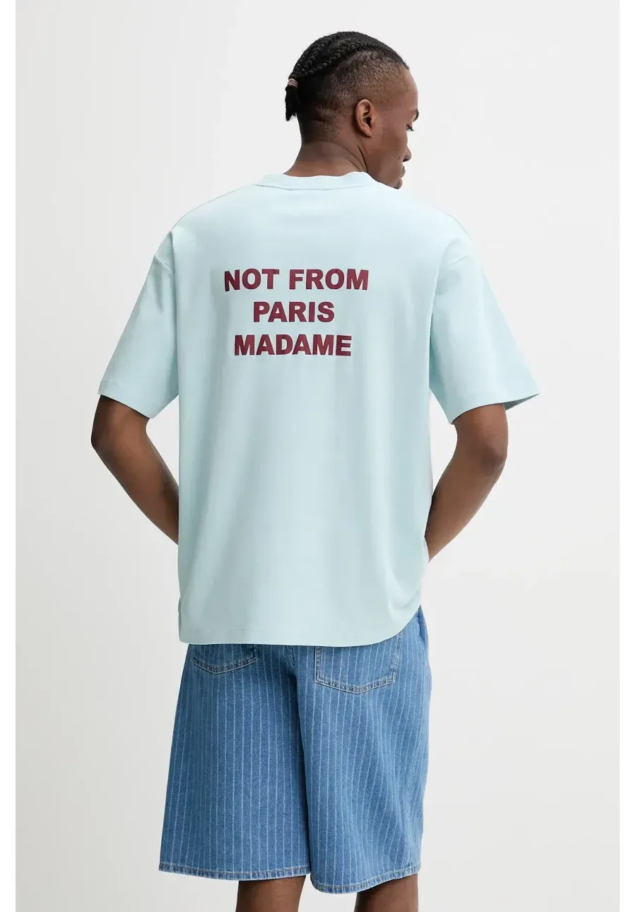 obrazek 1 Drôle de Monsieur t-shirt bawełniany Le T-Shirt Slogan męski kolor turkusowy z nadrukiem G-TS203-CO002-LBE
