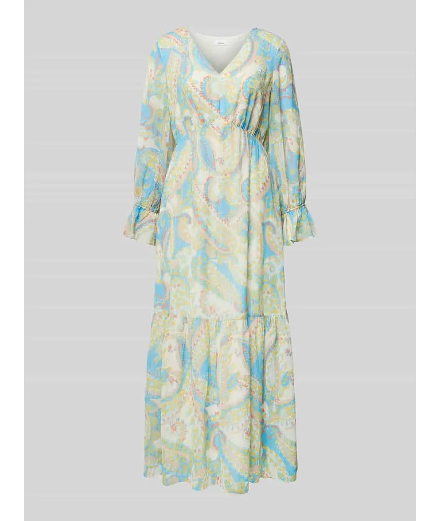 obrazek 1 Długa sukienka z dekoltem w serek