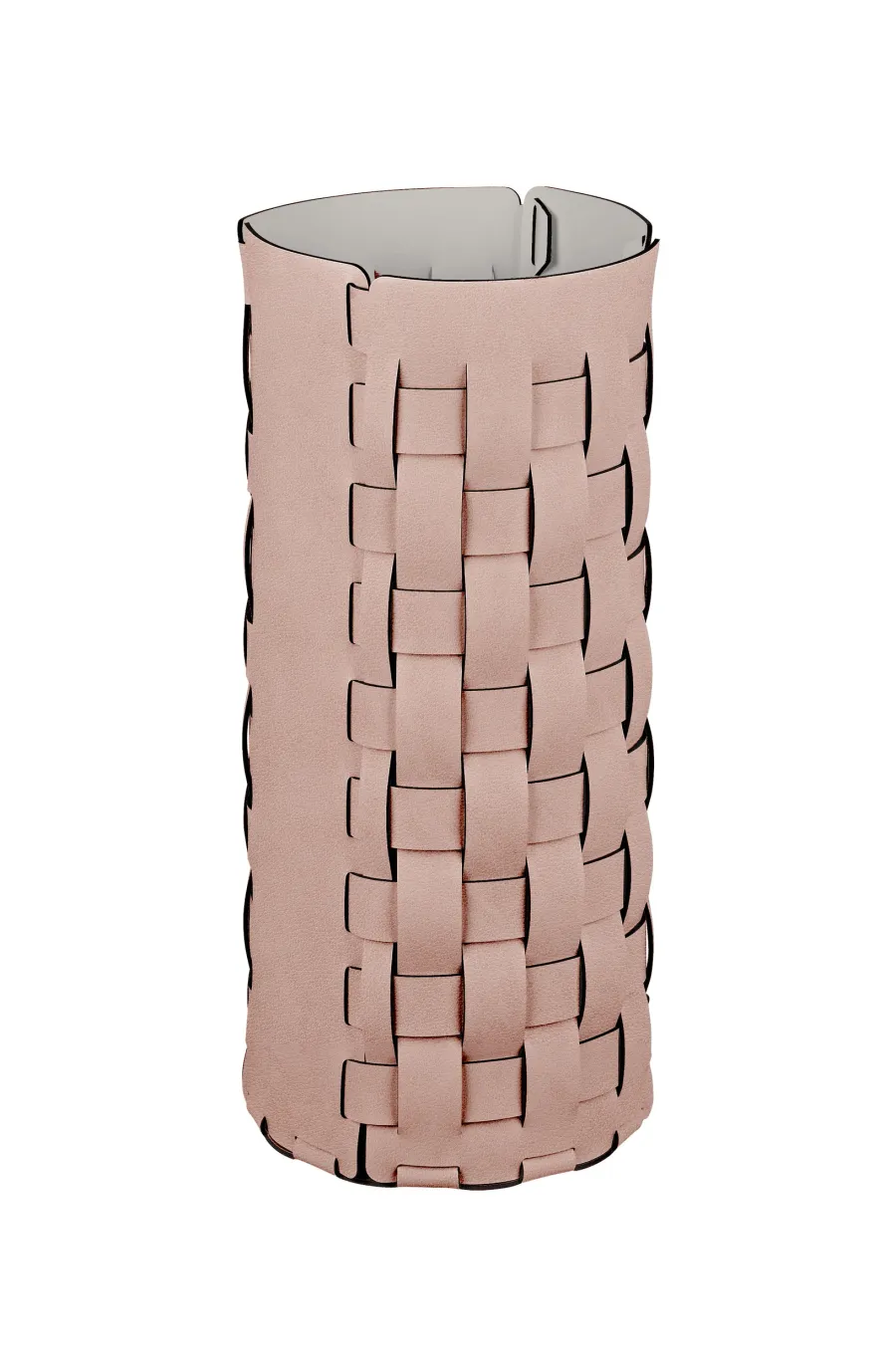 obrazek 1 Skórzany pleciony kosz na parasole Ø22xH51 cm w kolorze pudrowego różu