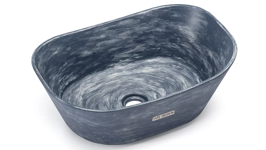 obrazek 2 Wyjątkowa umywalka 50 cm LIBRA BASIC – PATINA, niebiesko-szary, lakier matowy