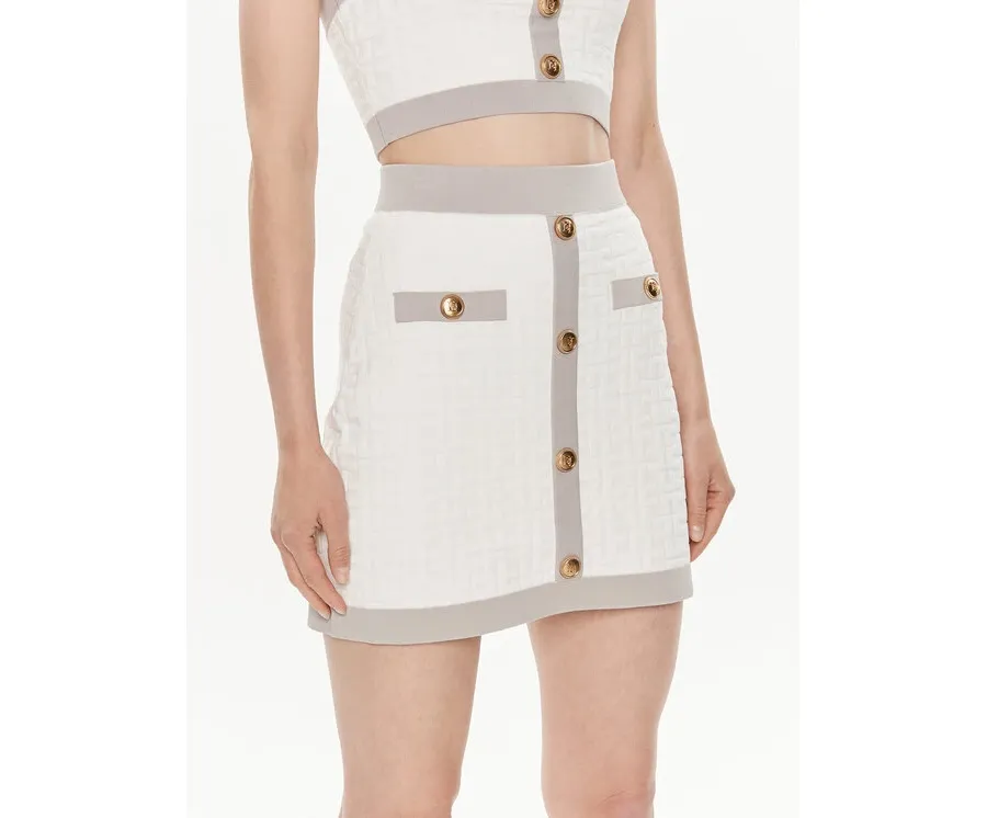 obrazek 1 Elisabetta Franchi Spódnica mini GK-98B-42E2-004477 Biały Slim Fit