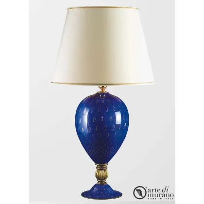 Zdjęcie Gustowna lampa na biurko w kolorze niebieskim ze szkła Murano i złota