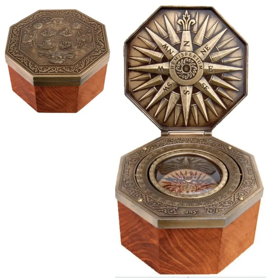 obrazek 1 Premium Mosiężny Kompas Cardan – Historyczna Replika XVII w.