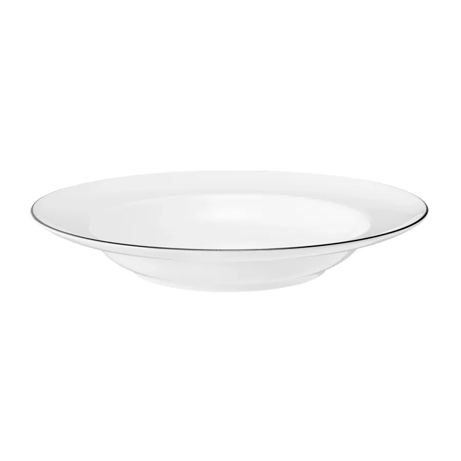 obrazek 1 Biały porcelanowy talerz do zupy z czarną obwódką w stylu klasycznym – Tettau